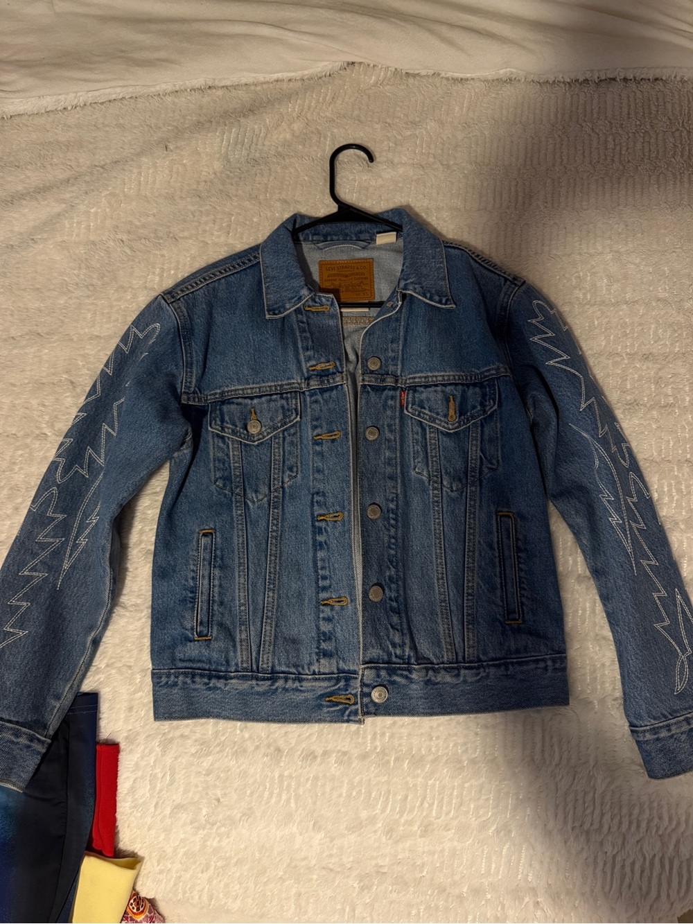 VINTAGE LEVI Embroidered Lightning Denim Jacket- Blue